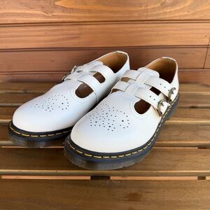 Dr. Martens White Flats with Buckle Detail